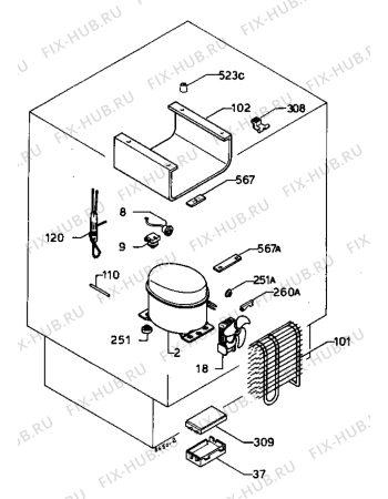 Взрыв-схема холодильника Zanussi ZU1510 - Схема узла Cooling system 017